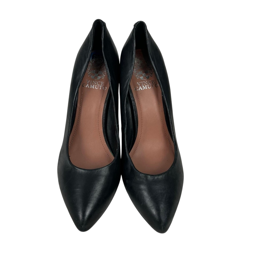 Vince Camuto Vickiy Pump Heel Womens 6.5 Black Leather Pointed Toe Formal Office - Picture 6 of 13